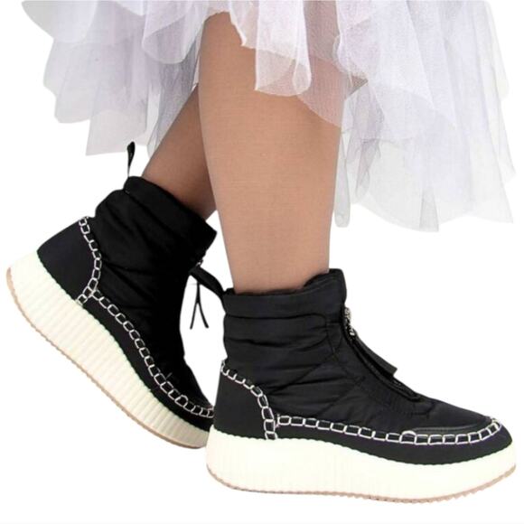 Dolce Vita Womens Devlin Sneaker Puffer High Top Platform Nylon Black Zip Size 9 - Picture 2 of 10